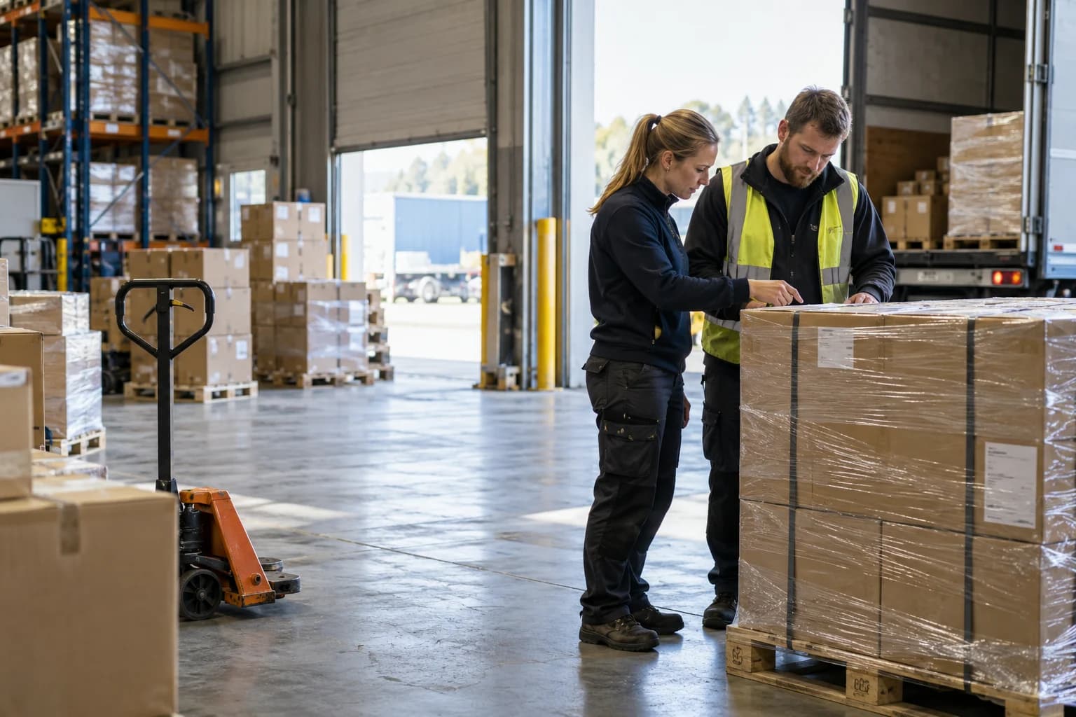 Lagerarbeider som følger opp en oppgave på arbeidsplassen